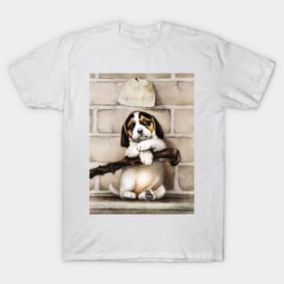 Christmas card depicting a portrait of a puppy T-Shirt